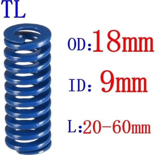 1Pcs Blue Light Load Spiral Stamping Compression Mould Die Spring Outer Diameter 18mm Inner Diameter 9mm Length 20-60mm