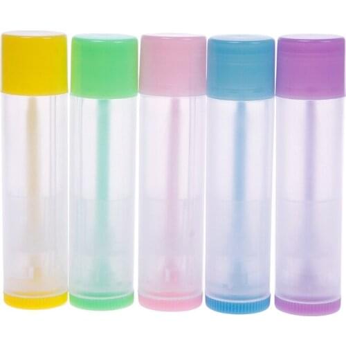 10PCS 5g DIY Empty Colorful transparent lip balm lipstick cream tube bottle Mouth Lip Balm Stick Sample Cosmetic Container ZKH11