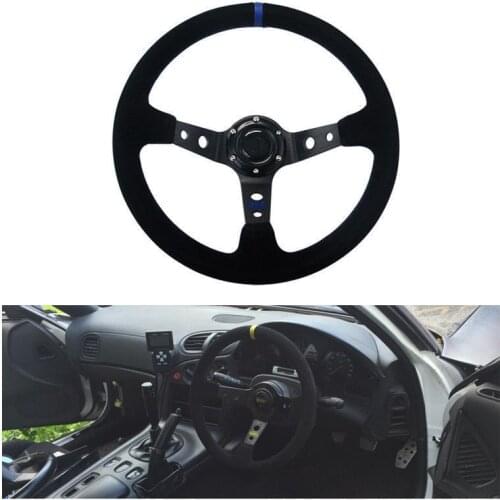 14-inch 350MM racing steering wheel Suede/PVC Car Racing Steering wheels Deep Corn Drifting Sport Steering Wheel With Logo