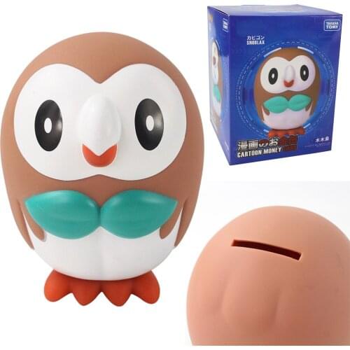 15cm Pokemon Rowlet Coin Bank PVC Cartoon Bird Decoration Figure Toys