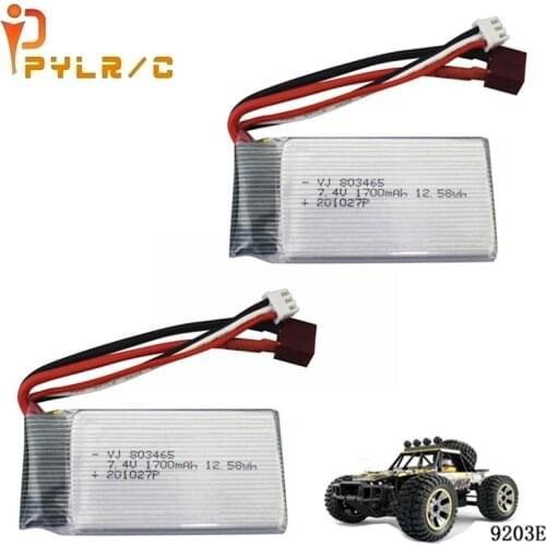 2PCS 7.4V 1700mAh Lithium Battery For 9200 9200E 9205E 9202E 9203E 9204E 9206E 2.4G 1:10 RC 4WD High Speed Off-Road Vehicle
