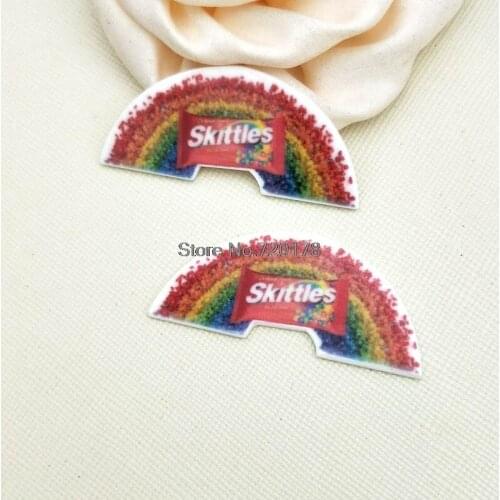 30pcs/50pcs cartoon rainbow candy plastic flat back planar resin for DIY Craft Supplies JOR81-2