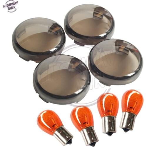4 Pcs Smoke Motorcycle Turn Signal Lights Indicator Lens Cover Case for Harley Dyna Softail Sportster XL883 XL1200 2002-2015