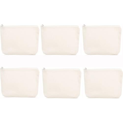 6Pcs/Lot Make-Up Bag DIY Cotton Pure White Zipper Case Canvas simple Travel Cosmetic Bag Washable Pouch