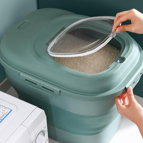 80% Hot Sales!!! 25Kg rice container foldable double sealing ring PP household kitchen rice flour storage storage
