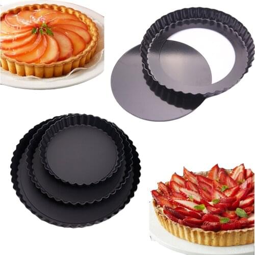 Non-Stick Tart Quiche Flan Pan Molds Pie Pizza Cake Round Mould Removable Loose Bottom Fluted Heavy Duty Pie Pan Bakeware