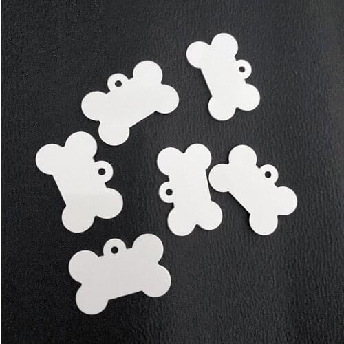 In Stock 38*25MM Pet Tag Both Side White Aluminum Sublimation Bone Shaped Blank Dog Tag Metal Pet ID Tags
