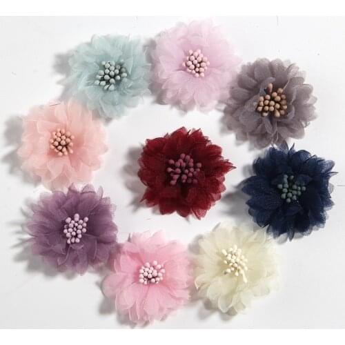200PCS 4CM 1.5" Artificial Fabric Flower For Dress Wedding Bouquet Jewelry Accessories Brooch Production Clothing Making