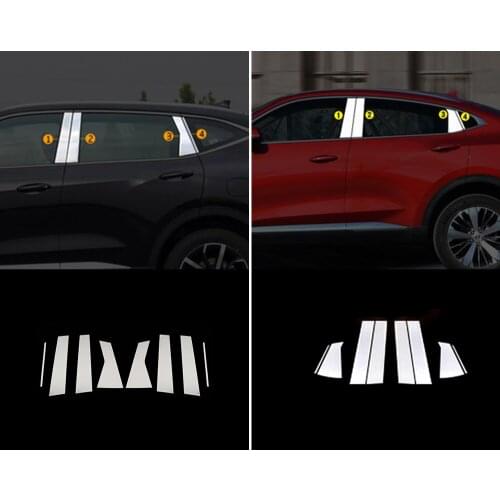 For Haval F7 F7X 2018-2021 Decorate Accessories Chrome Window Pillar Strip Cover Trim Stainless Steel Center Pillars Sticker