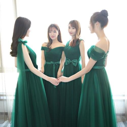 Green Long Evening Dresses Bride Sister Guests Floor Length Tulle Party Evening Dress C19133