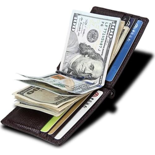 Joyir leather Money Clips Men Wallets Coin Pocket Purse Money Bag man Clamp For Money Card Cases Slots Clips Clip Cash male
