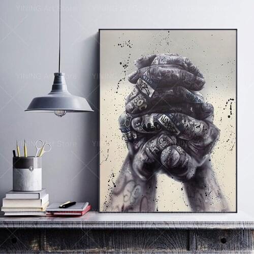 Hand With Hand Modern Graffiti Street Art Canvas Painting Poster Print Wall Art Picture For Living Room Home Decor Frameless