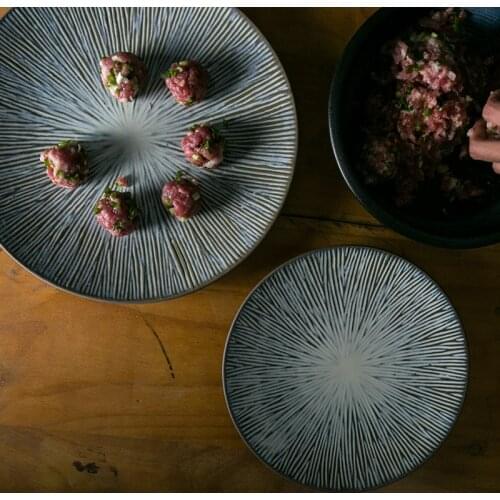 KINGLANG Ceramic plate bowl retro EU designed noodle bowl dinner steak plate