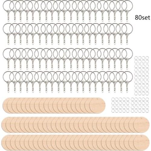 Round Wooden Key Rings Personalized Keychain DIY Keychain Supplies Craft Bag