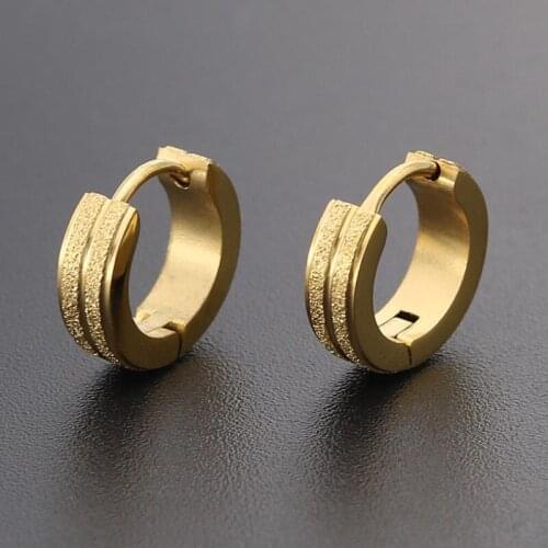 Fashion Design Clip On Ear Studs Stainless Steel Huggies Earring 24K Gold Ear Piercing Jewelry For Men