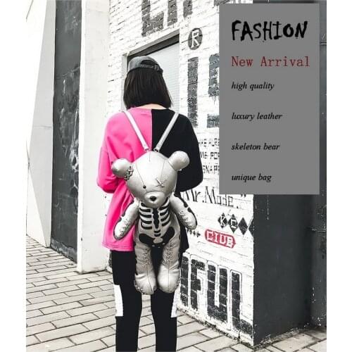 Fashion Skeleton Bear Female Backpack Punk Style School Bags Designer Backpacks backpack women