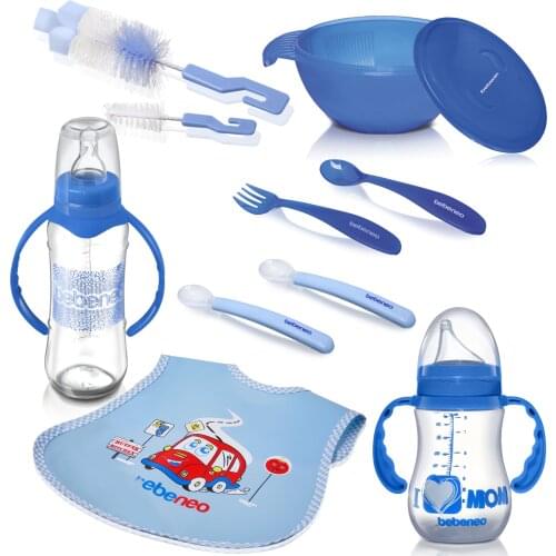 Food bowl & Bib Set 10 pieces Bib, Baby food bowl Baby bottle and drinker Silicone spoon pp fork Free BPA Quality MADE IN TURKEY