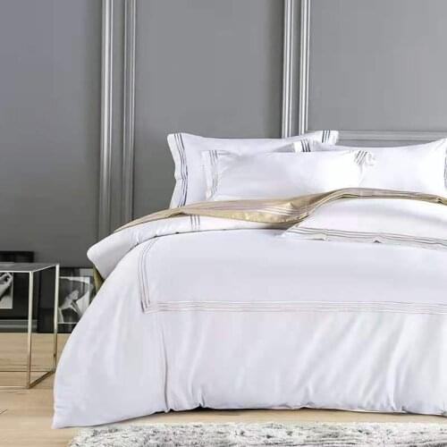 4-piece set American-Style Simple Four-Piece Solid Color Pure Plain Egyptian cotton Bed Sheet Quilt Cover Bedding Comforter Set