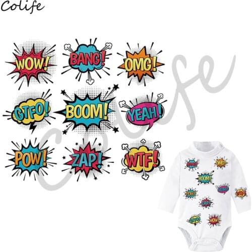 Letter Patches Funny Ironing Transfers Patch Heat Press Stickers for Families DIY Washable Appliques 20x17.5cm