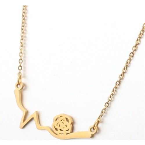 Stainless Steel Rose Flower Pentant Necklace Earring Wedding Jewellery Schmuck Heartbeat Pendant For Women Wholesale