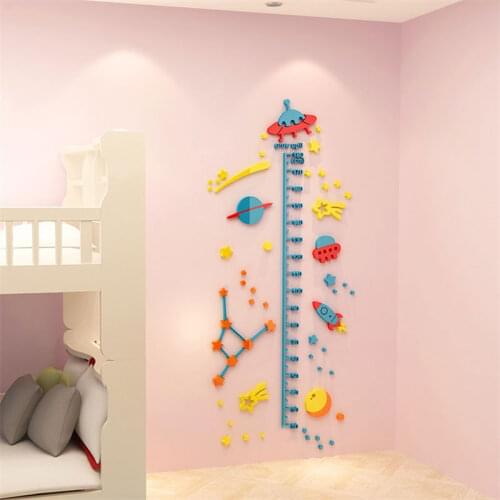 Newest Cartoon Universe Height Stickers 3d Stereo Wall Stickers Childrens Room Kindergarten Acrylic Measurement Height Ruler
