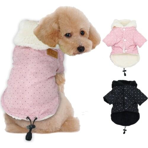 Small Dog Clothes Winter Pet Coat for Puppy Warm Hoodie Apparel Chihuahua Yorkshire Clothing For Small Medium Dogs Pink Black