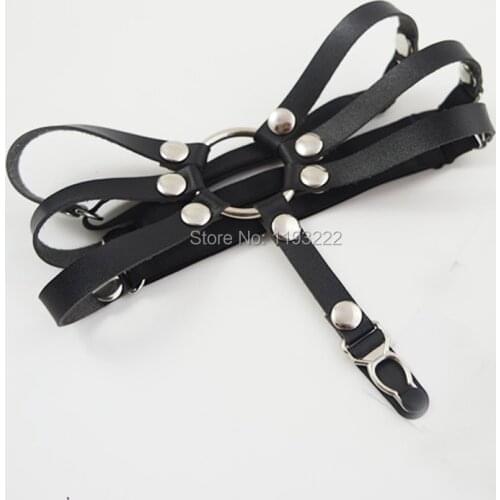 Wholesale Black Leather Spider Punk Gothic O Round Leg Garter Leg Loop Faux Leather HANDMADE Thigh Garter Belt Rings