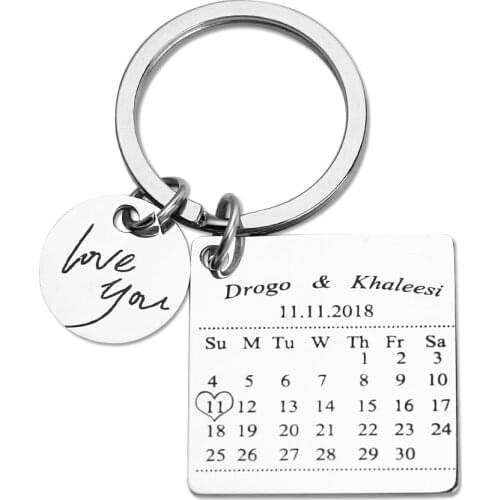 Custom Keychains Personalized KeyRings Engraved Name Text Key Chain Custom Calendar Keychain Treasured Memories
