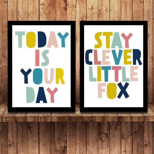 Nordic Simple Home Decor Colorful Letter Creative No Frame Painting Poster Canvas Painting Space Wall Art For Living Room