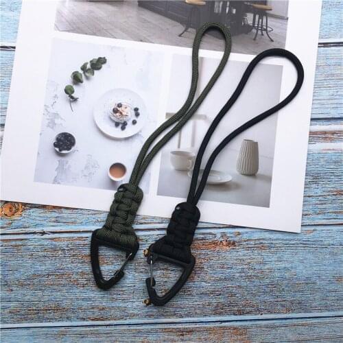 Lanyard Triangle Buckle High Strength Parachute Cord Keychain Self-Defense Emergency Survival Backpack Key Ring wrist neck strap