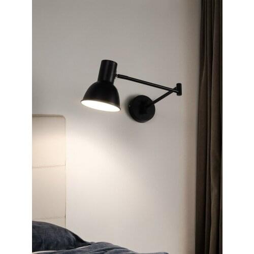 Nordic Industrial Swing Arm Rocker Wall Lamp Modern Simple Long Arm Folding Wall Mounted Bedside Bedroom Study Reading Coffee