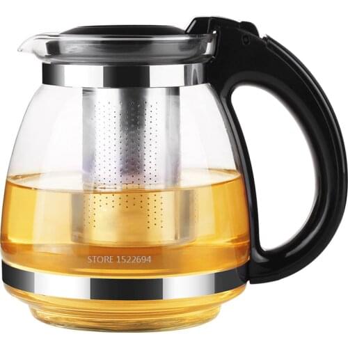Glass 1.5L Teapot Quality Tea Strainer with Removable Infuser Pro Design Tea Pot Kettle with Tea Filter Inside