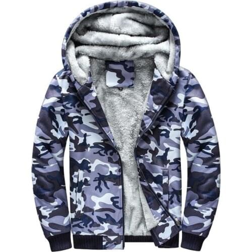 Pop Hoodies Men Streetwear Camouflage Thicken Fleece Warm Sweatshirts Mens Fashion Camo Hooded Hoodie Hip Hop Outwear Coats 5XL