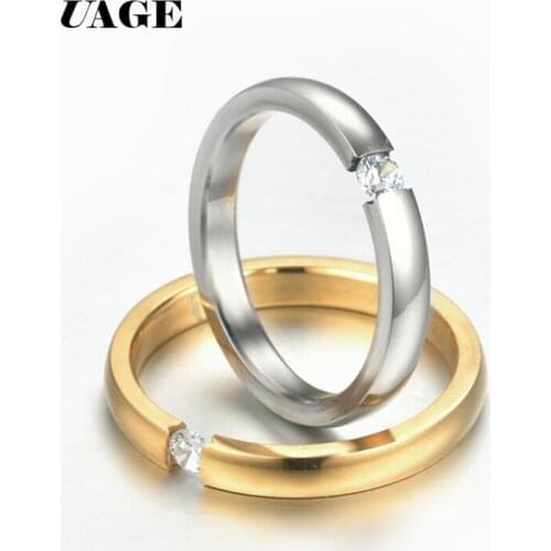 UAGE Romantic Wedding Rings For Lover Gold-Color Stainless Steel Couple Rings For Engagement Party Jewelry Wedding Bands
