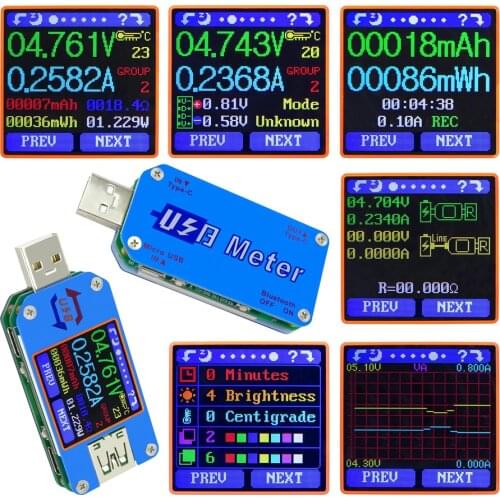 UM25 UM25C LD25 LD35 HD25 HD35 for APP USB 2.0 Type-C LCD Voltmeter Ammeter Voltage Current Meter Battery Charge USB Tester