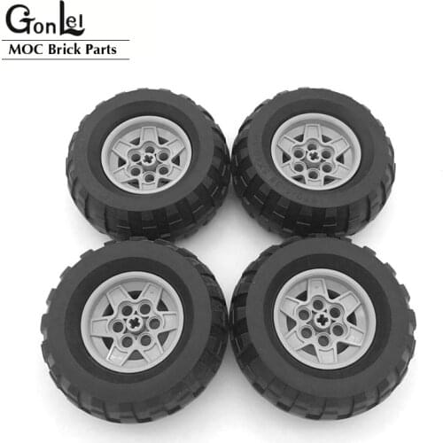 High-Tech Wheels 81.6 X 38 R Rim Wheel+Tire Hub 56908 + 45982 MOC Building Blocks Bricks Parts fit for MOC Cars Toys