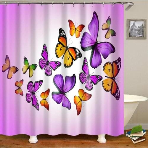 Dafield Shower Curtain Butterflies Group of Flying Natural Botanic Parks Springtime Festive Season With Hooks