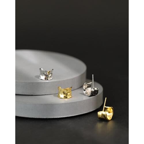 New 2020 Real 925 sterling silver stud earrings geometric surface wide earing accessories, gold color earings for women jewelry