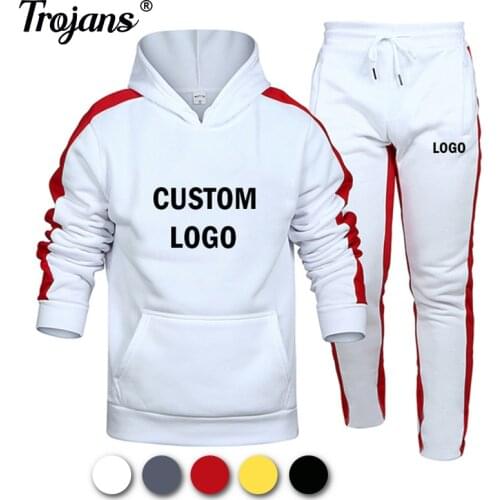 Custom Logo Winter Mens Sets Hoodie+Pants Two Pieces Casual Tracksuit Male Sportswear Gym Jogging Plus Size S-6XL SweatSuit