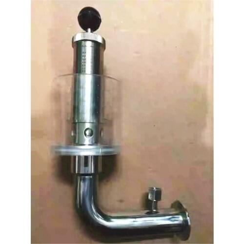 1.5" Tri Clamp 0.2-2.2 Bar SUS304 Stainless Sanitary Adjustable Pressure Relief Safety Valve + Pressure Gauge Seat Base