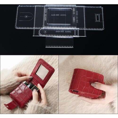 1set 7.5*10*3cm Acrylic Sewing Pattern women Cosmetic bag DIY Leather Handmade Craft Stencil Template