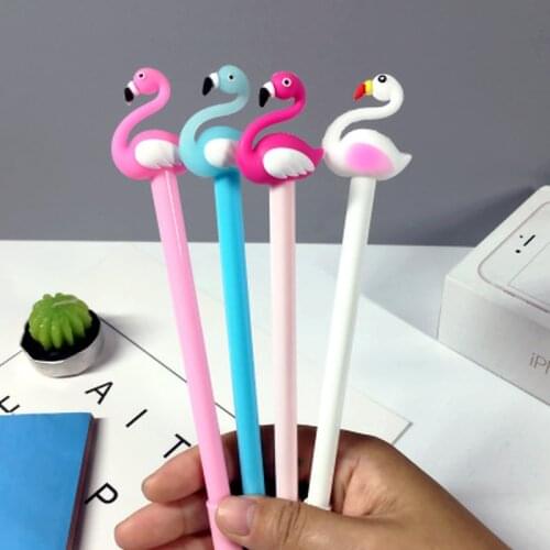 1pcs Flamingo Gel Pen Novelty Kawaii Pen 0.5mm Cute Stationery Student Cute Pens Black Gel Pens Kawaii School SuppliesStationery