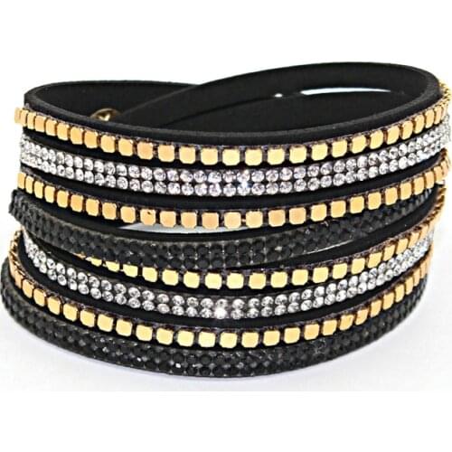 1 pc/lot 2018 New Arrival Charm Bracelets Crystal Rhinestone Bracelet&bangles Leather Flannelette Bracelet Women Jewelry