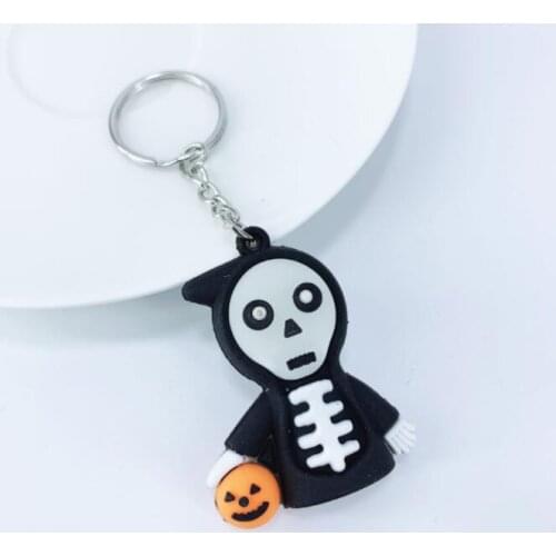 100pcslot holloween pvc keychain unisex ghost pumpkin key ring children holloween gift