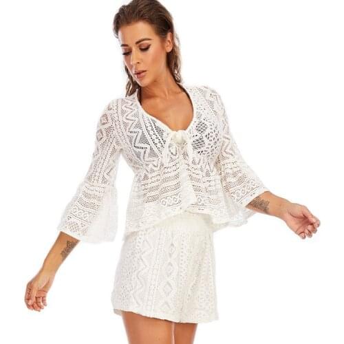 2021 beachwear separate loose lace swimsuit women hollow breathable spring cape