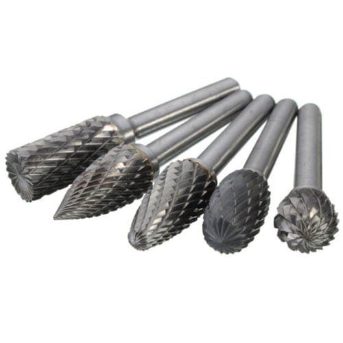 5PCS/set Assorted 12mm Head Tungsten Carbide Rotary Point Burr Die Grinder Bit 6mm Shank Milling Cutter Abrasive Tools
