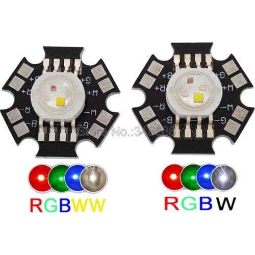 5pcs/lot! 4W RGBW RGBWW High Power LED Light Emitter Bead RGB + Warm White or RGB + White 4 Chip LED Lamp Chip With 20mm PCB
