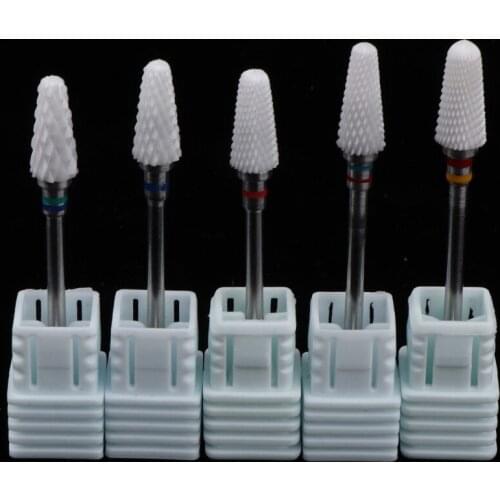 5Pcs Ceramic 3/32 inch Cuticle Clean Nail Drill Bit Set Rotary Burr Ball Head