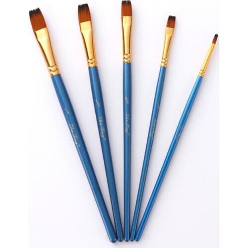5Pcs Pro Nylon Hair Artists Paint Brush Set for Watercolor Oil Acrylic Painting