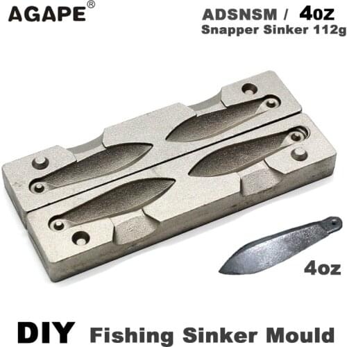 Agape DIY Fishing Snapper Sinker Mould ADSNSM/4oz Snapper Sinker 112g 2 Cavities